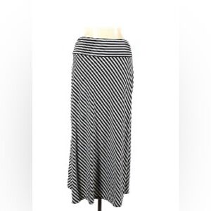Faded Glory Asymmetrical Black and Gray Striped Skirt